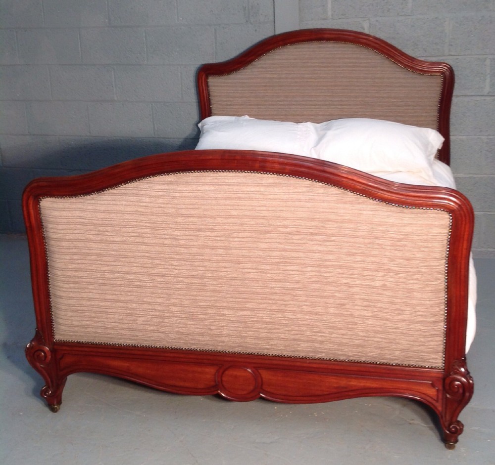 NEWLY UPHOLSTERED KINGSIZE FRENCH MAHOGANY BED  View XV