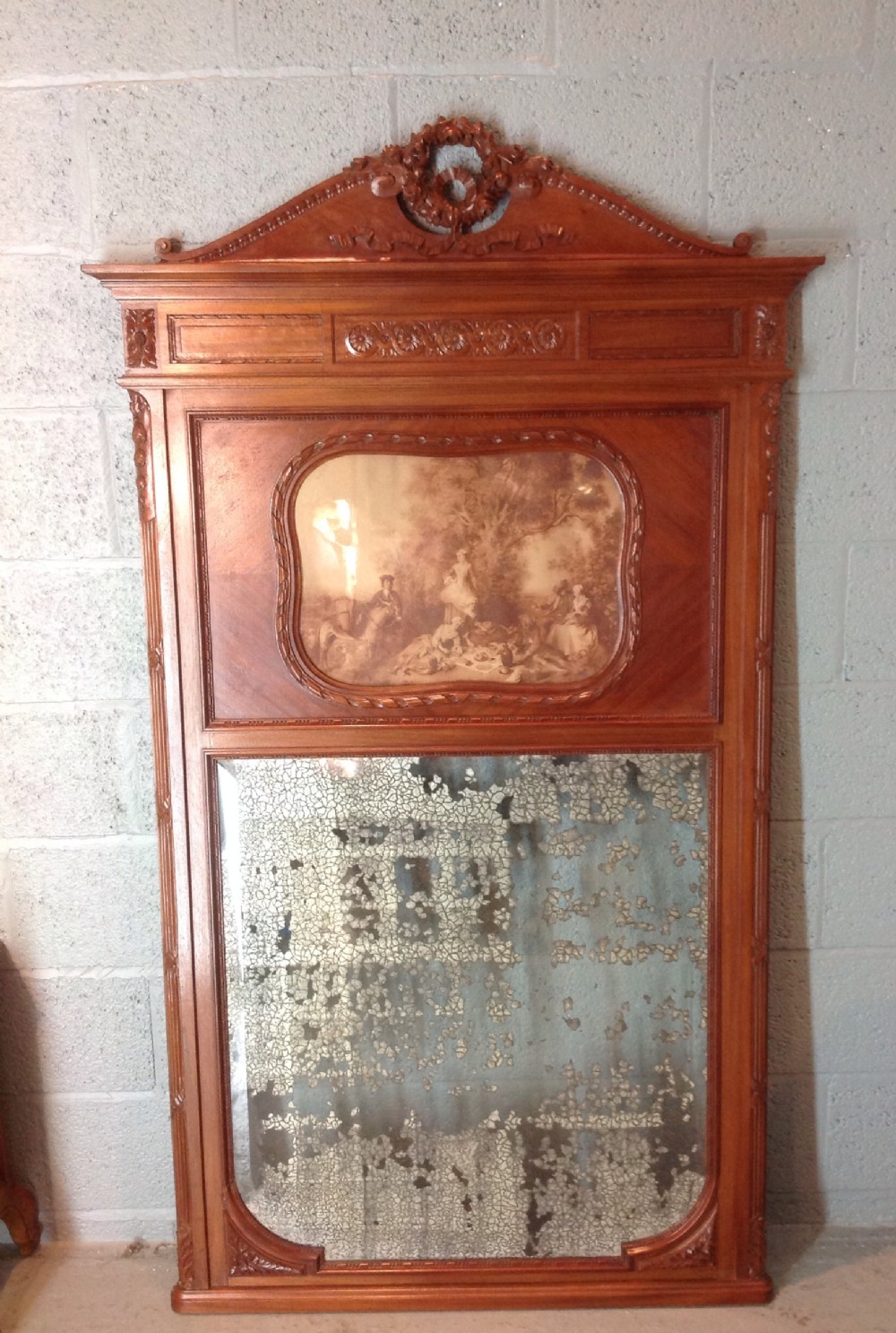WALNUT FRENCH TRUMEAU WALL MIRROR View VIII