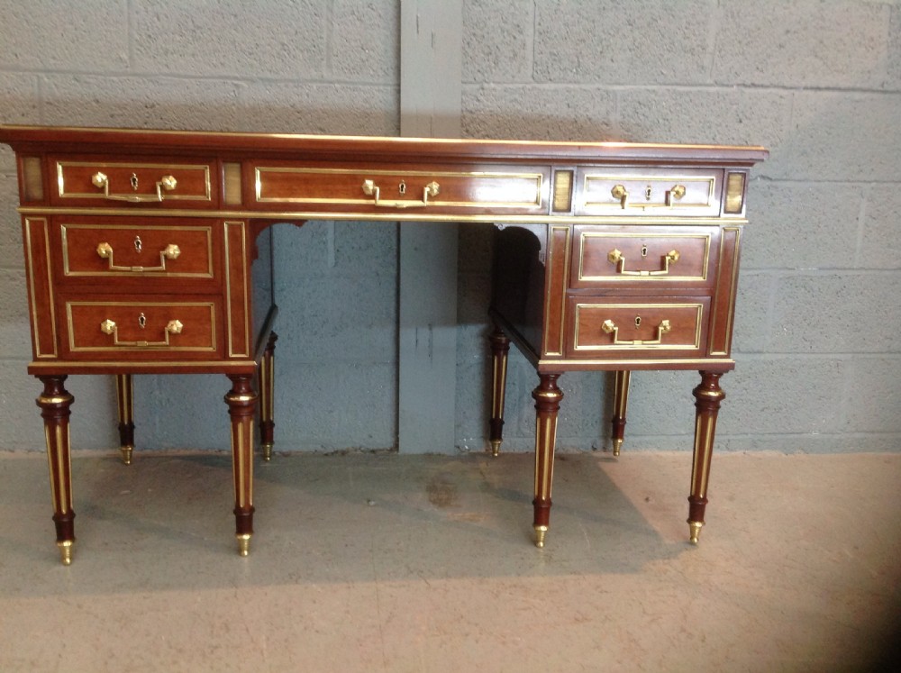 french mahogany and brass writing desk - CATEGORY: ANTIQUE DESKS - DATED 1890