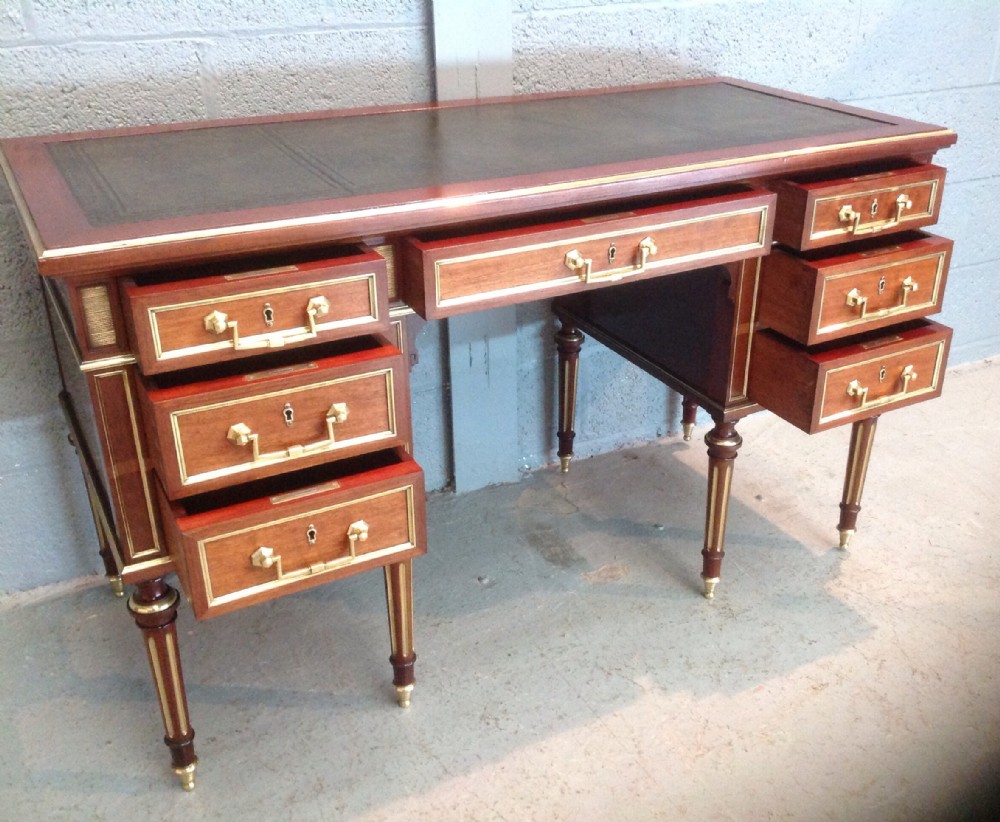FRENCH MAHOGANY AND BRASS WRITING DESK View II