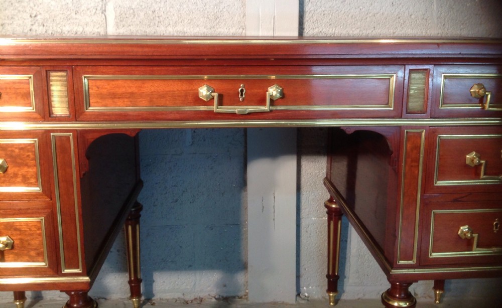FRENCH MAHOGANY AND BRASS WRITING DESK View V