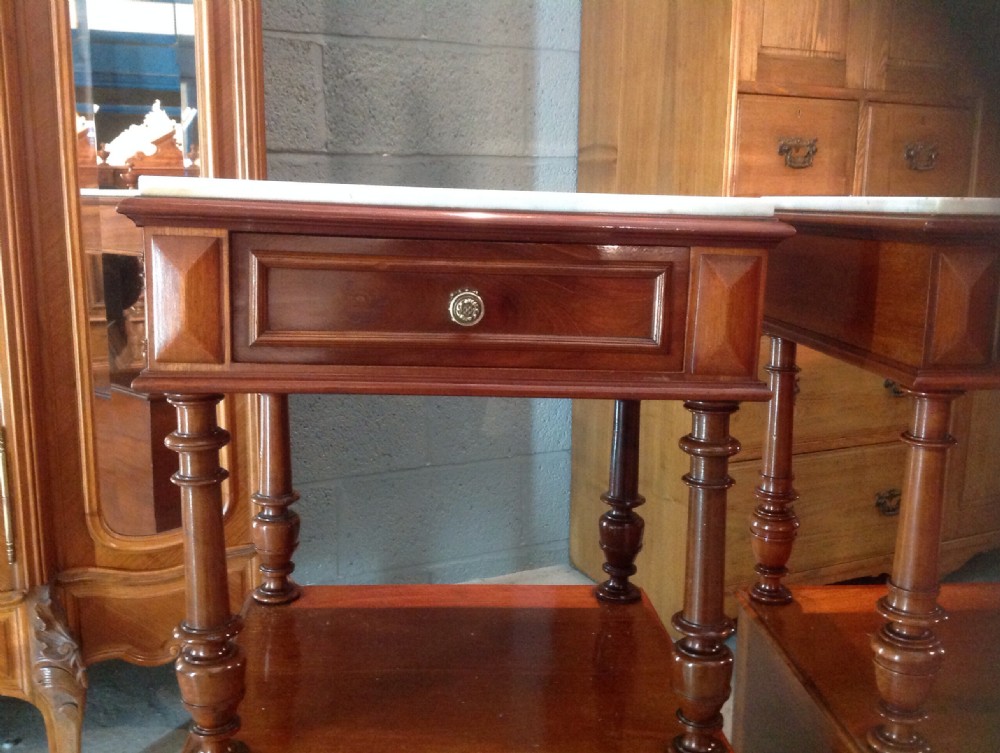 PAIR OF FRENCH MAHOGANY BEDSIDE CABINETS View II