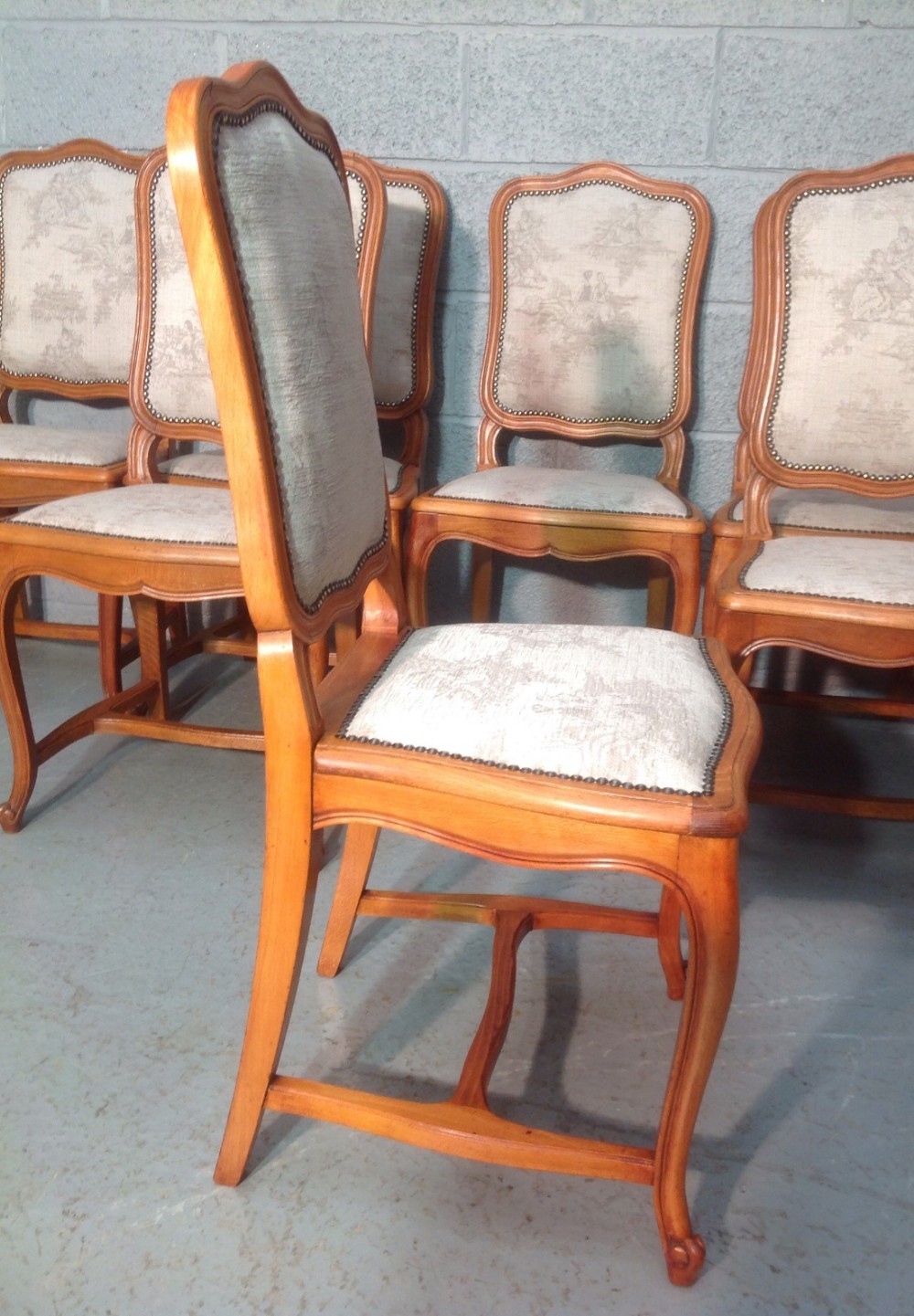 SET OF EIGHT SATINWOOD FRENCH DINING CHAIRS View III