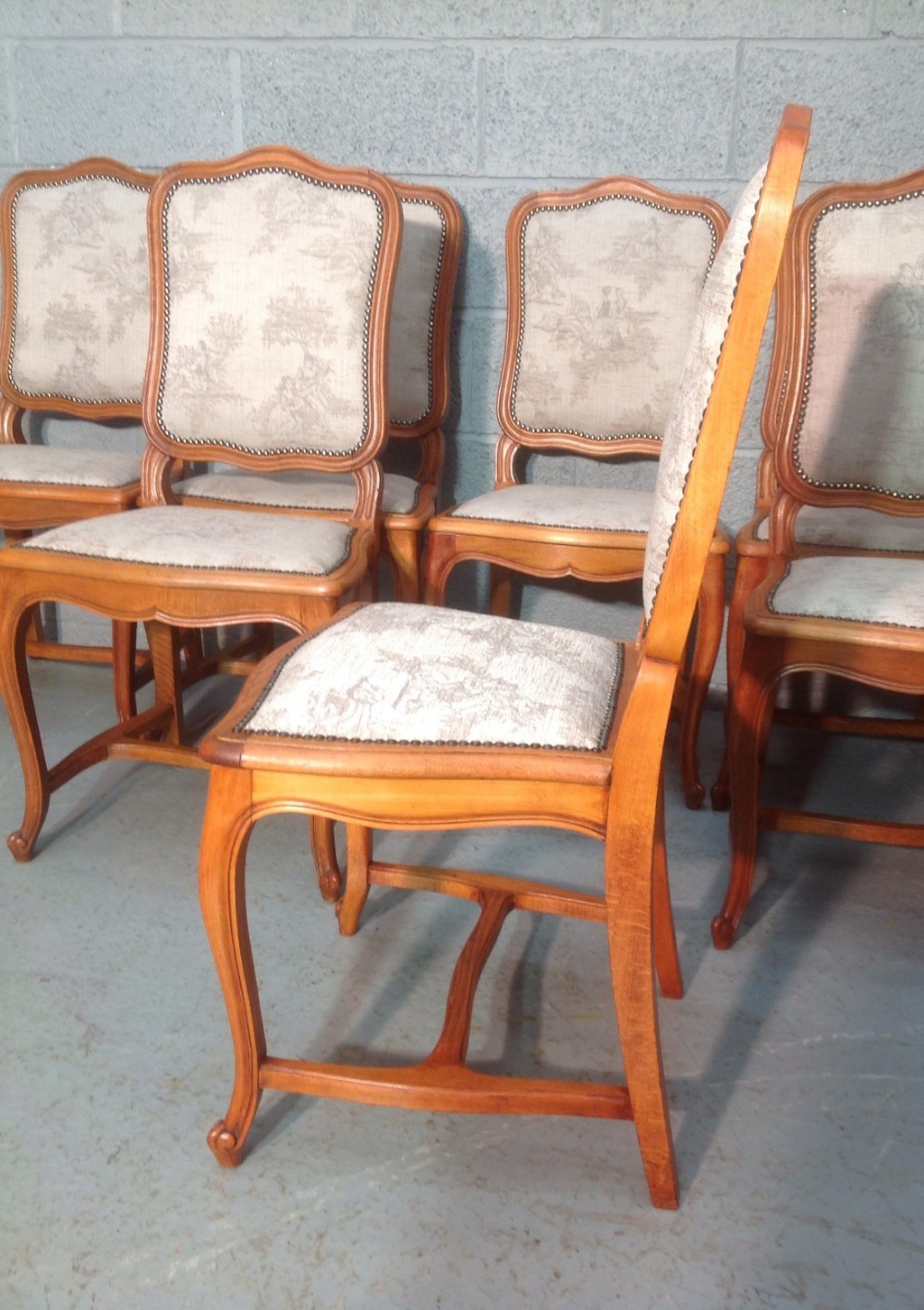 SET OF EIGHT SATINWOOD FRENCH DINING CHAIRS View V
