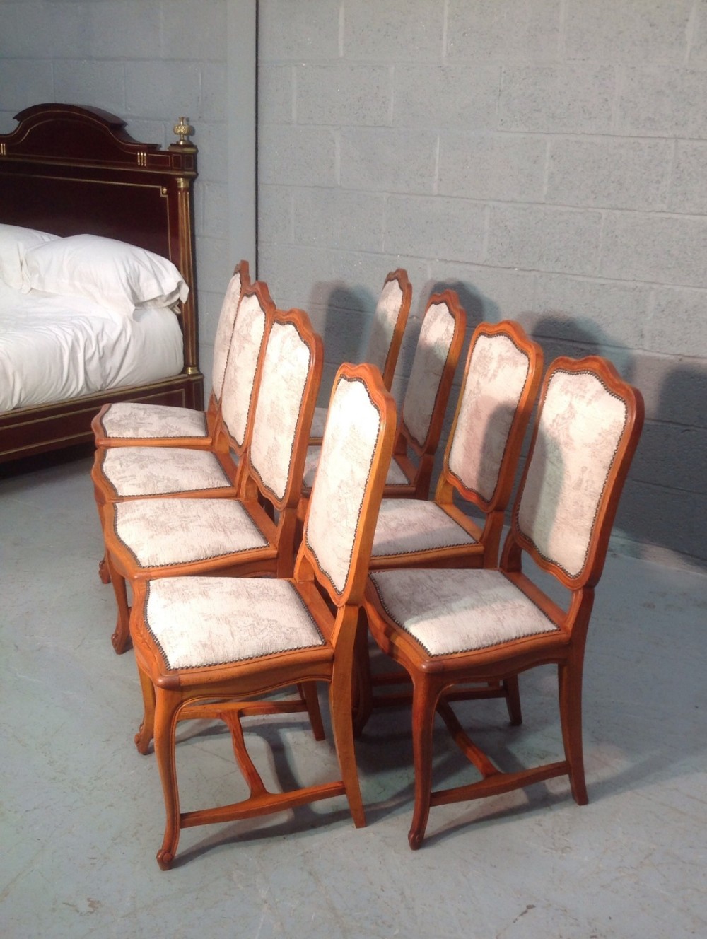 SET OF EIGHT SATINWOOD FRENCH DINING CHAIRS View IX