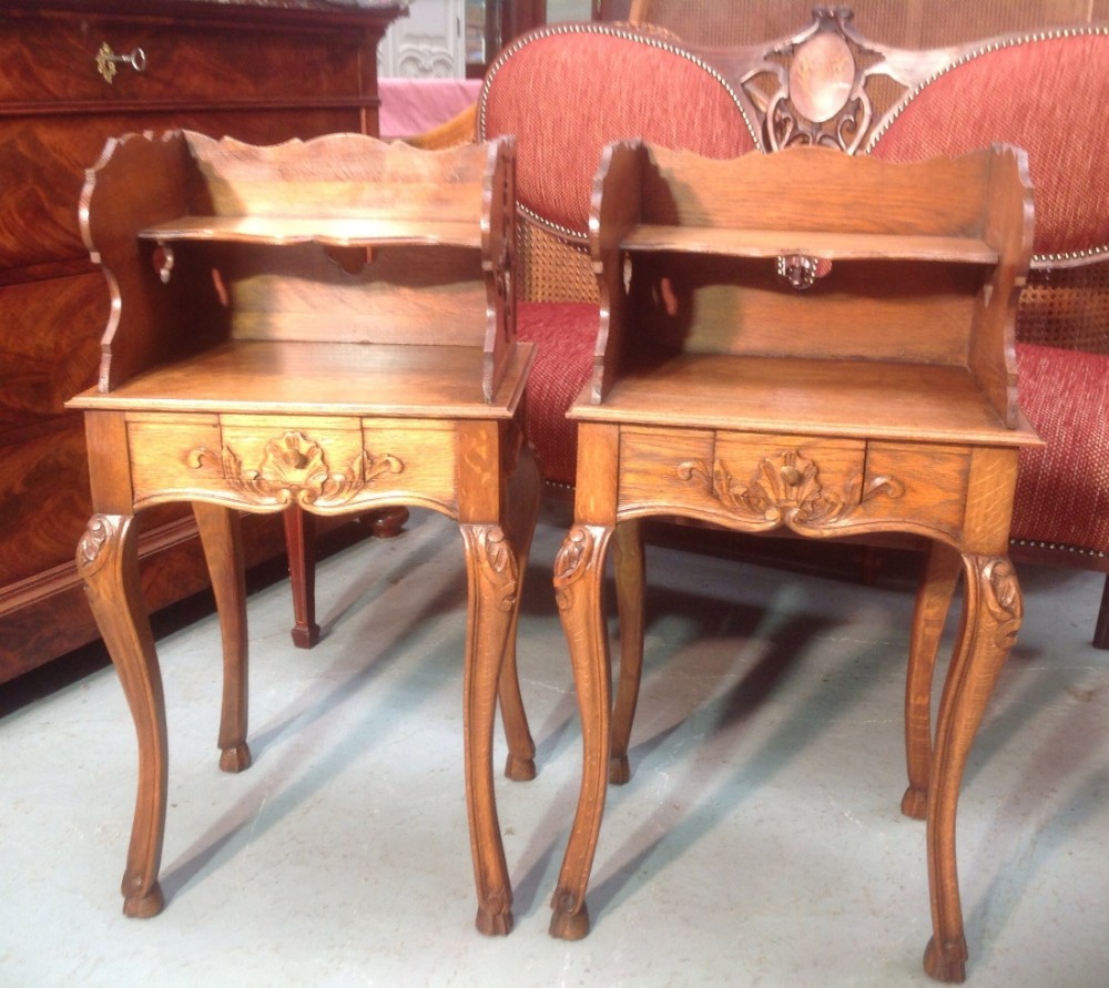 carved oak french bedside cabinets - CATEGORY: ANTIQUE CABINETS - DATED 1900