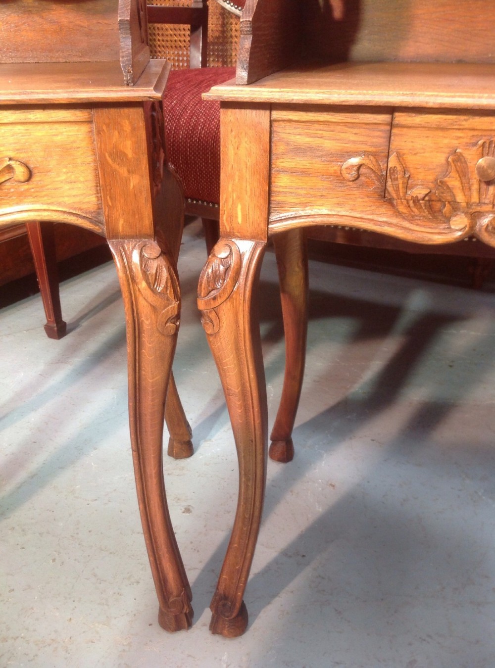 CARVED OAK FRENCH BEDSIDE CABINETS View IV