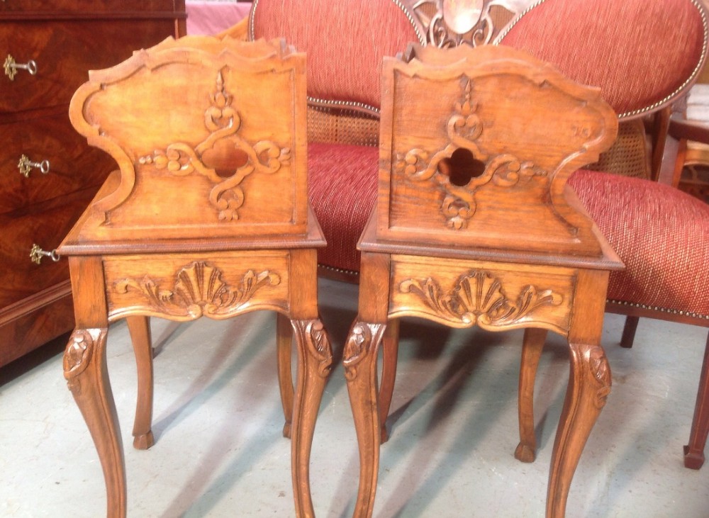 CARVED OAK FRENCH BEDSIDE CABINETS View VI