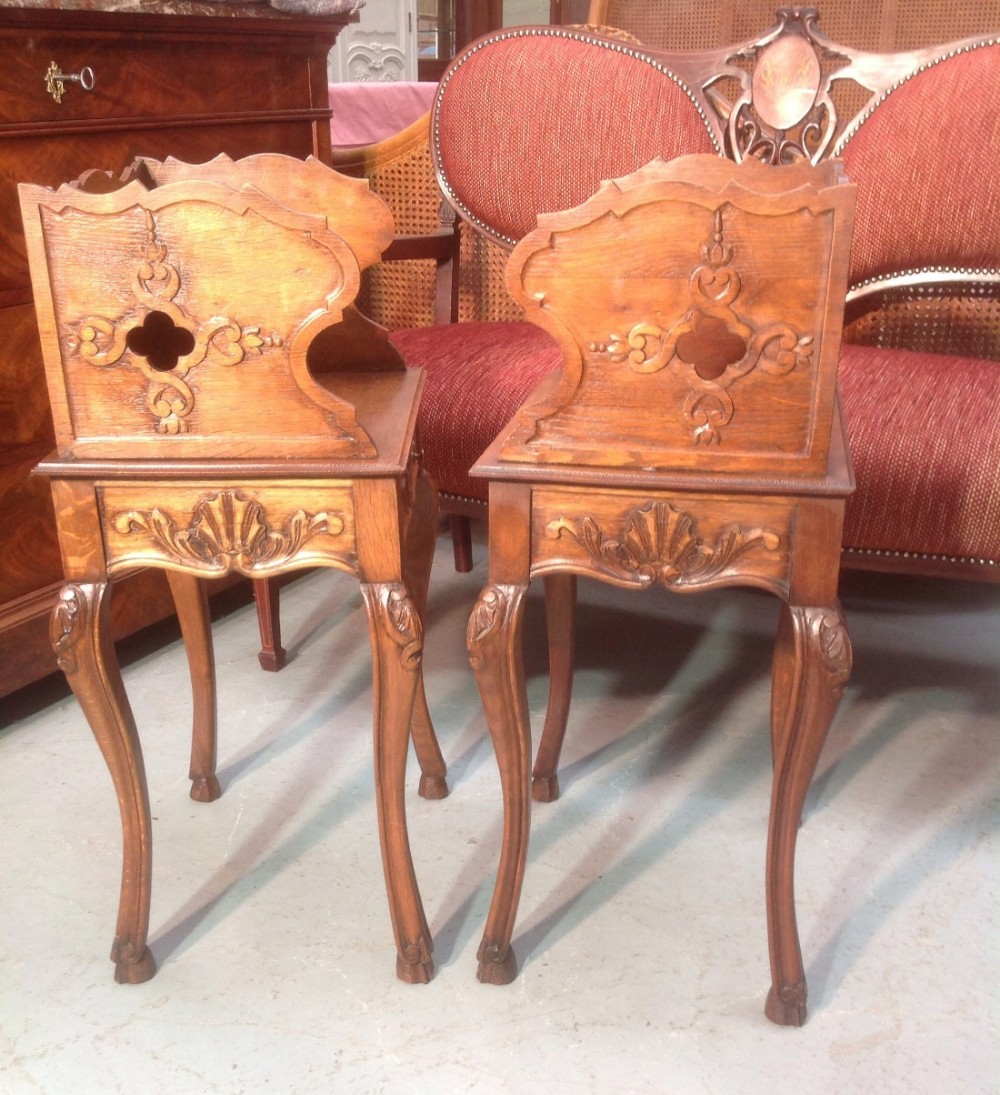 CARVED OAK FRENCH BEDSIDE CABINETS View VIII