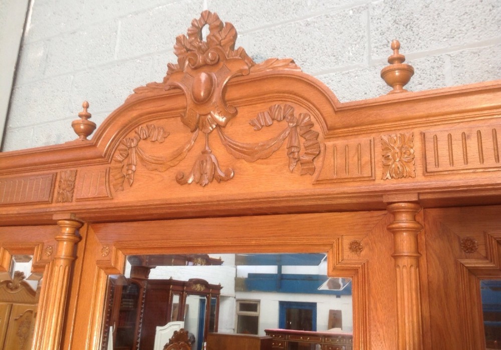 CARVED FRENCH OAK TRIPLE ARMOIRE OR BOOKCASE View II