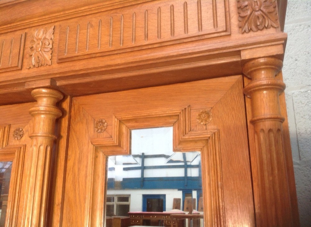 CARVED FRENCH OAK TRIPLE ARMOIRE OR BOOKCASE View VII