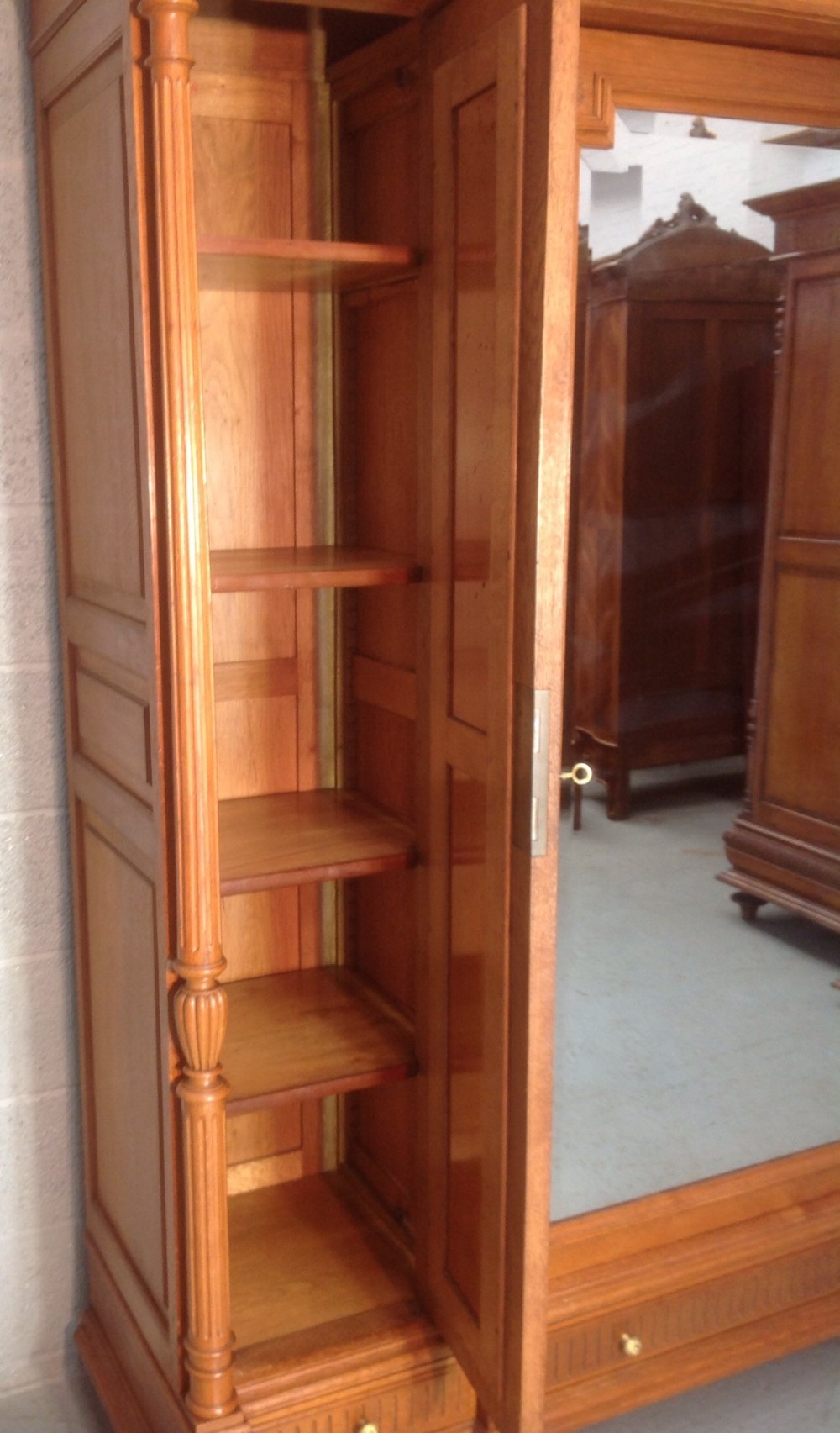 CARVED FRENCH OAK TRIPLE ARMOIRE OR BOOKCASE View VIII