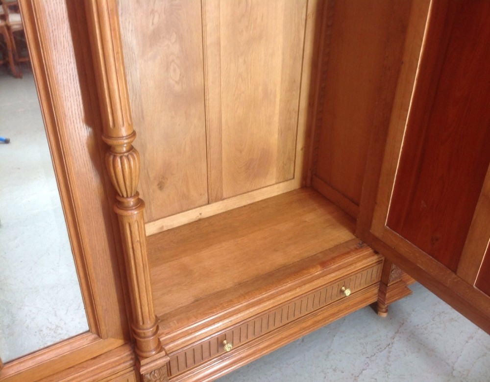 CARVED FRENCH OAK TRIPLE ARMOIRE OR BOOKCASE View XI