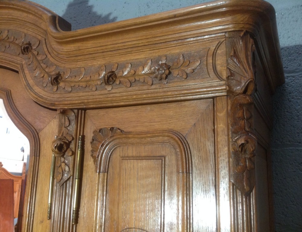 CARVED OAK FRENCH ARMOIRE View V