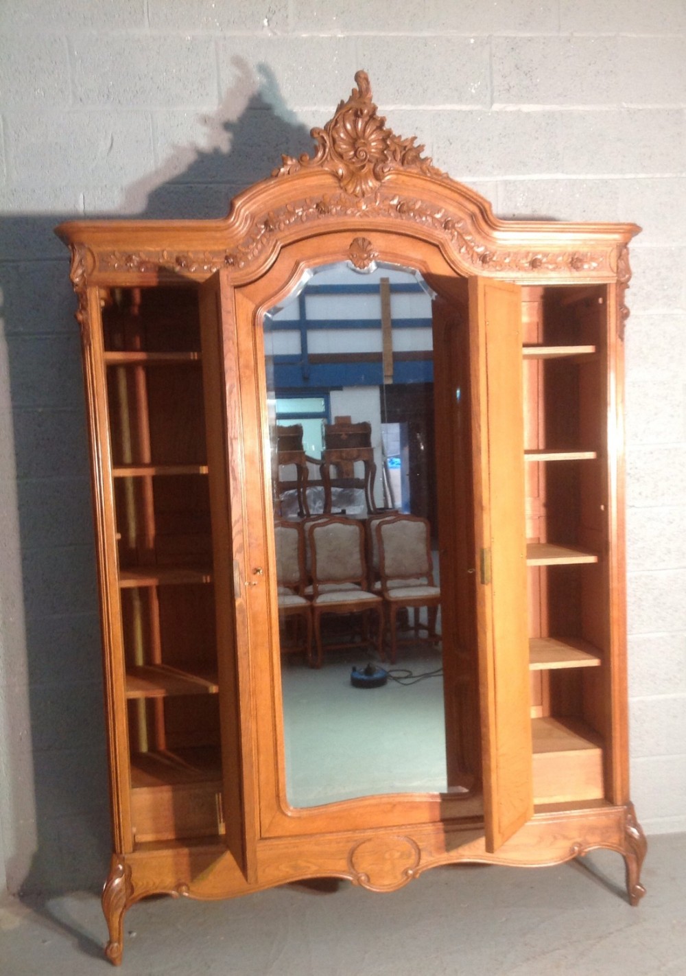 CARVED OAK FRENCH ARMOIRE View XII