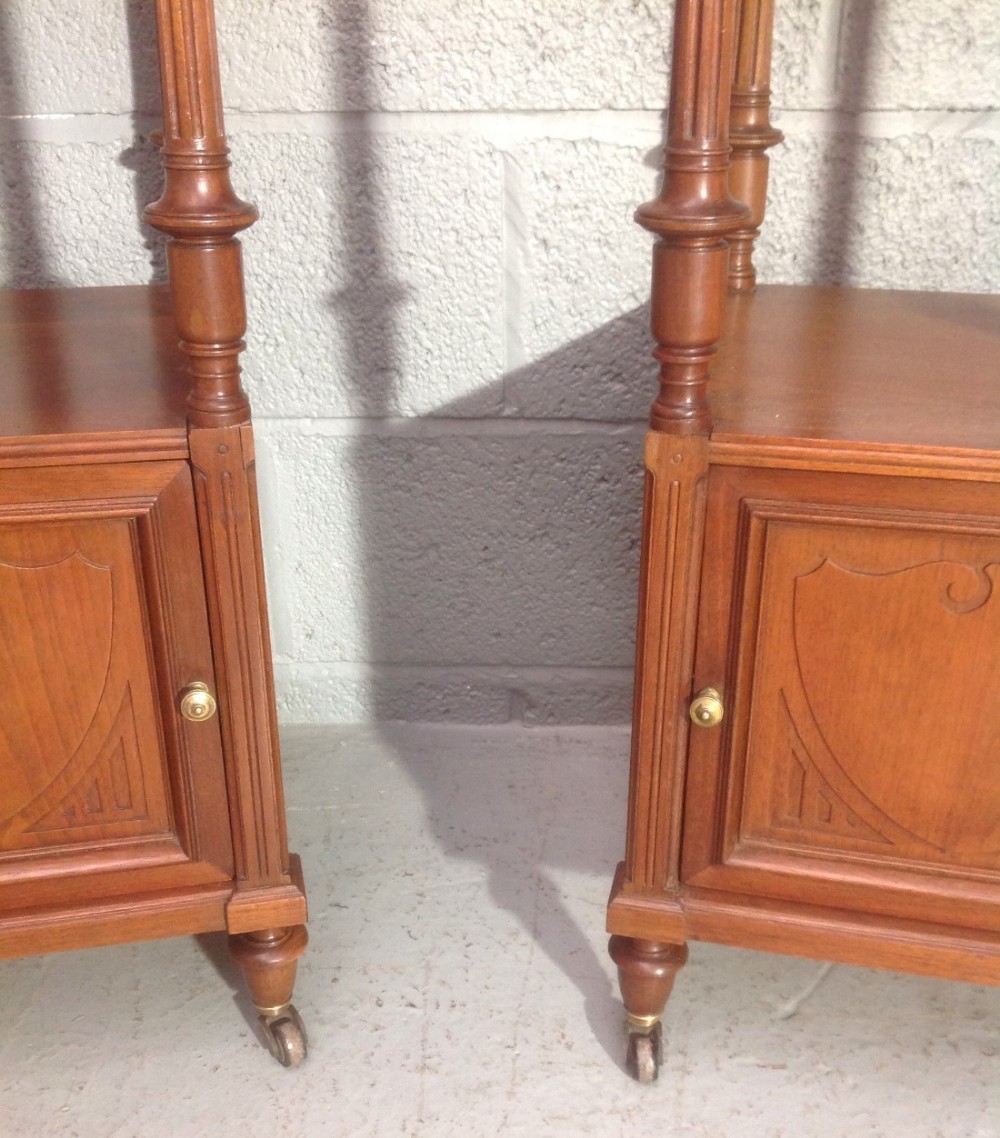 PAIR OF FRENCH WALNUT BEDSIDE CABINETS.  View IV