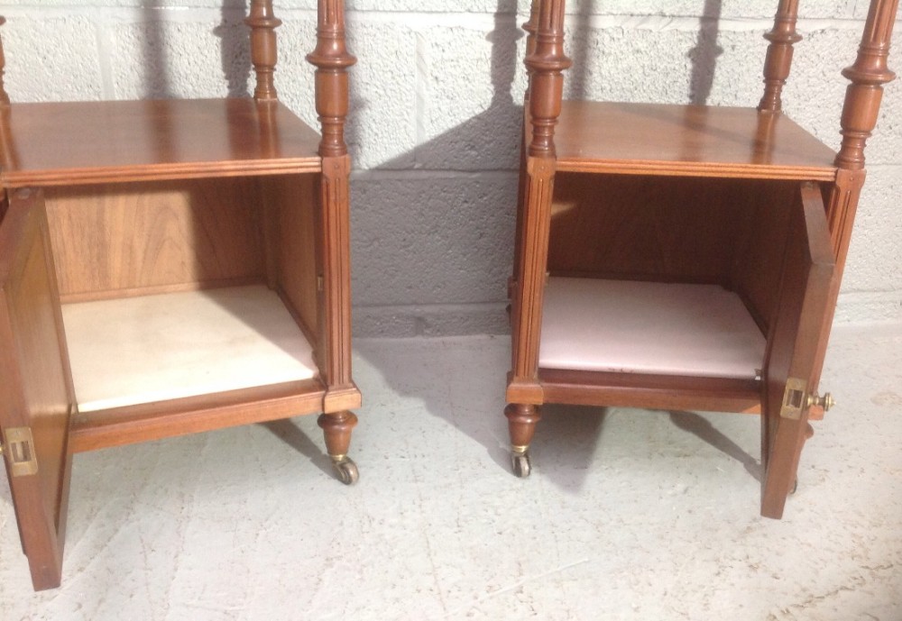 PAIR OF FRENCH WALNUT BEDSIDE CABINETS.  View VII