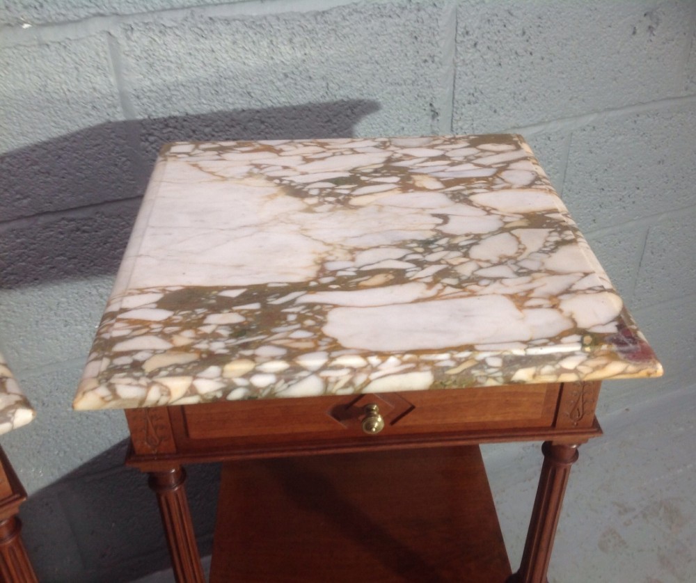 PAIR OF FRENCH WALNUT BEDSIDE CABINETS.  View X