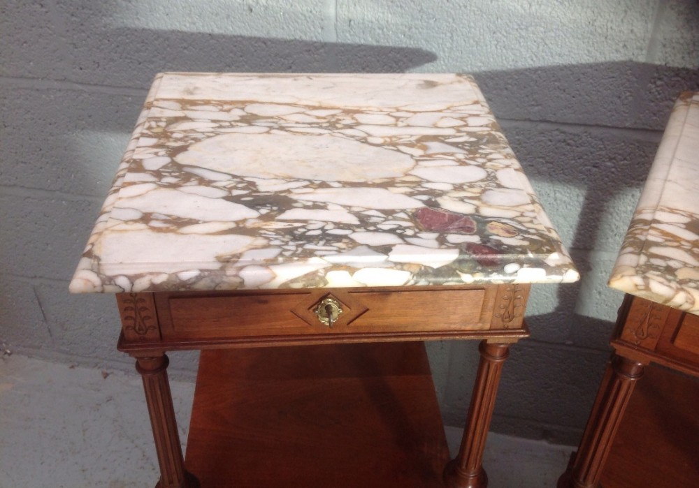 PAIR OF FRENCH WALNUT BEDSIDE CABINETS.  View XI