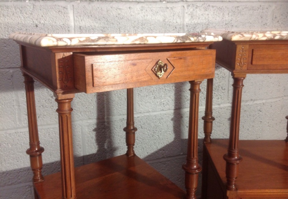 PAIR OF FRENCH WALNUT BEDSIDE CABINETS.  View XII