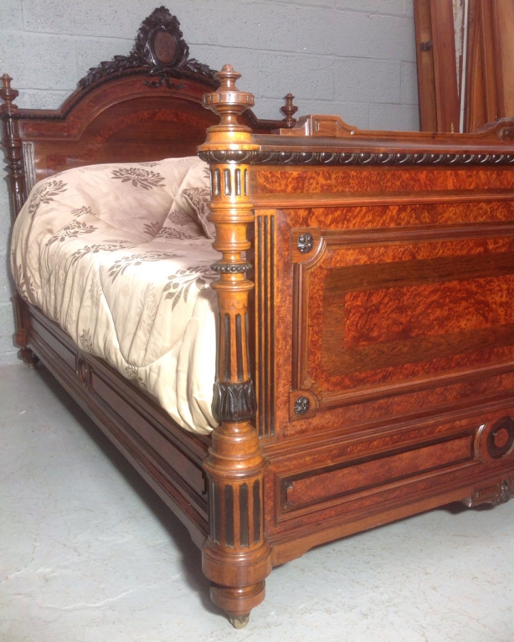 ROSEWOOD FRENCH CARVED BED View XII