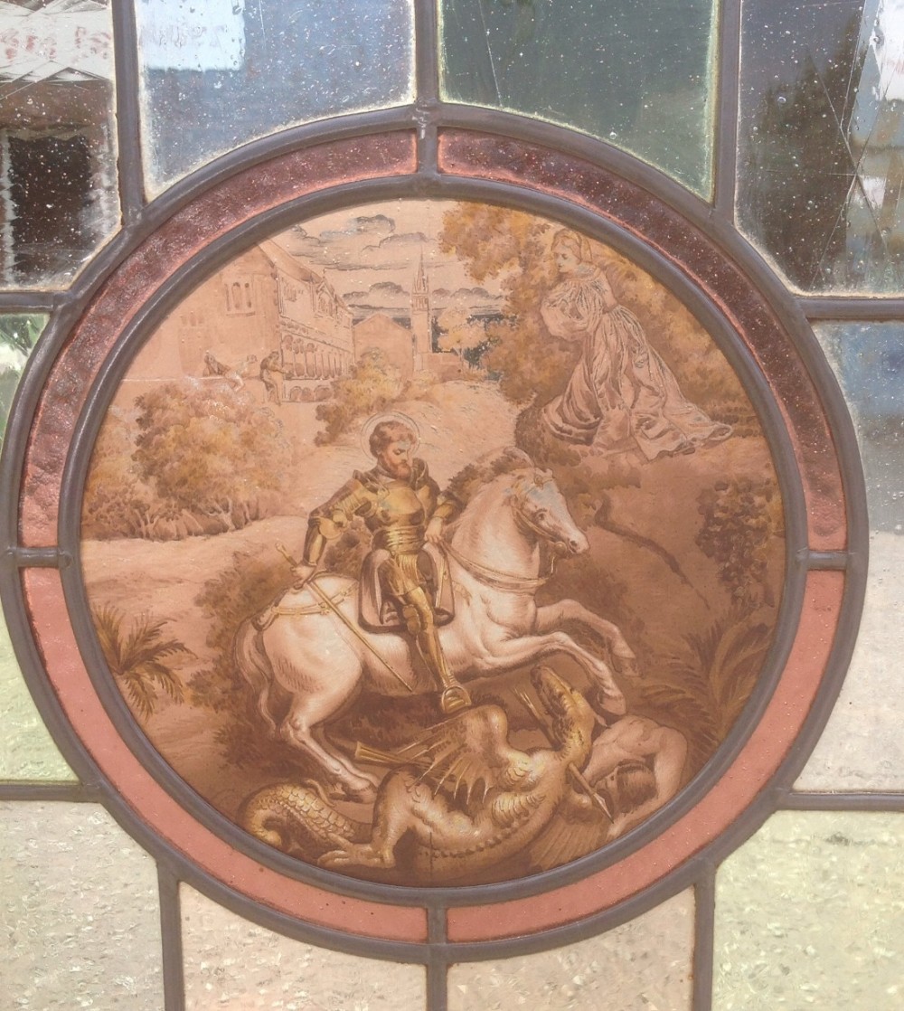 SET OF FIVE STAINED GLASS WINDOWS View II