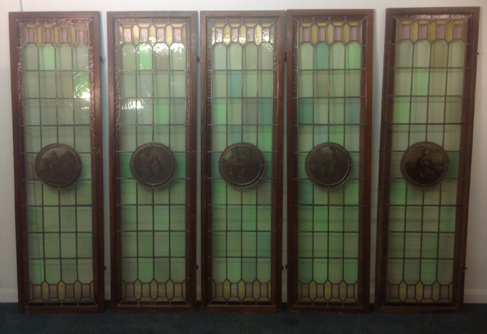 SET OF FIVE STAINED GLASS WINDOWS View VIII