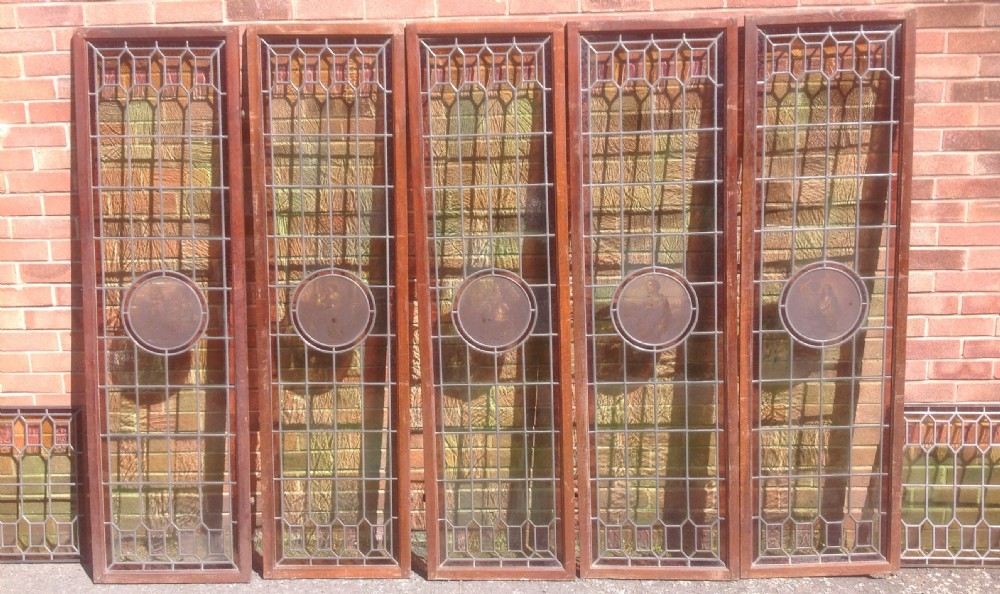 SET OF FIVE STAINED GLASS WINDOWS View X