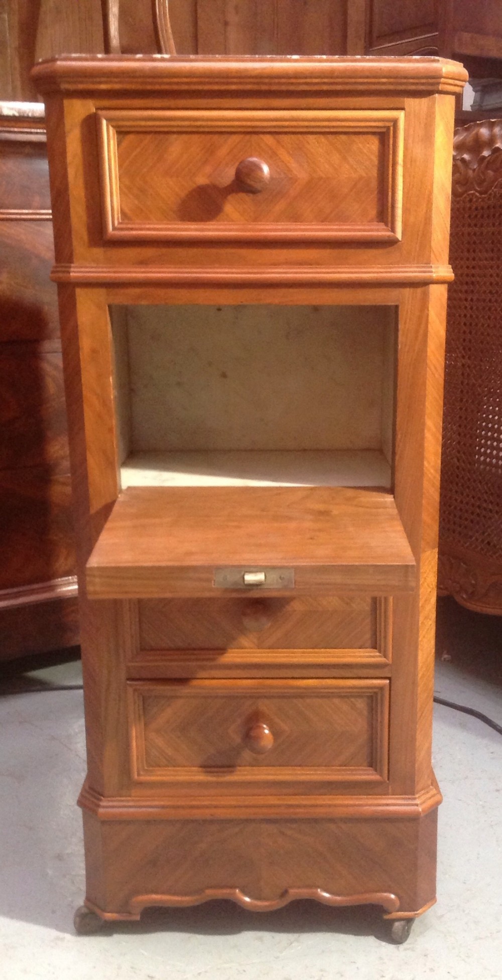 FRENCH WALNUT MARBLE TOP CABINET View III