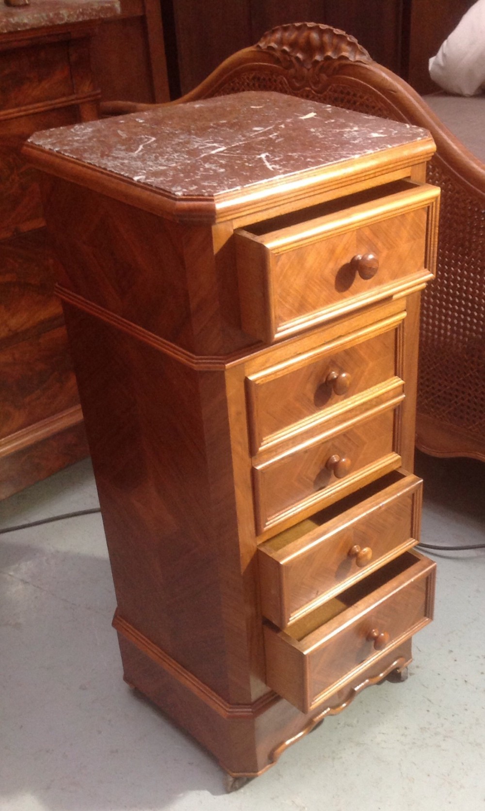 FRENCH WALNUT MARBLE TOP CABINET View VI