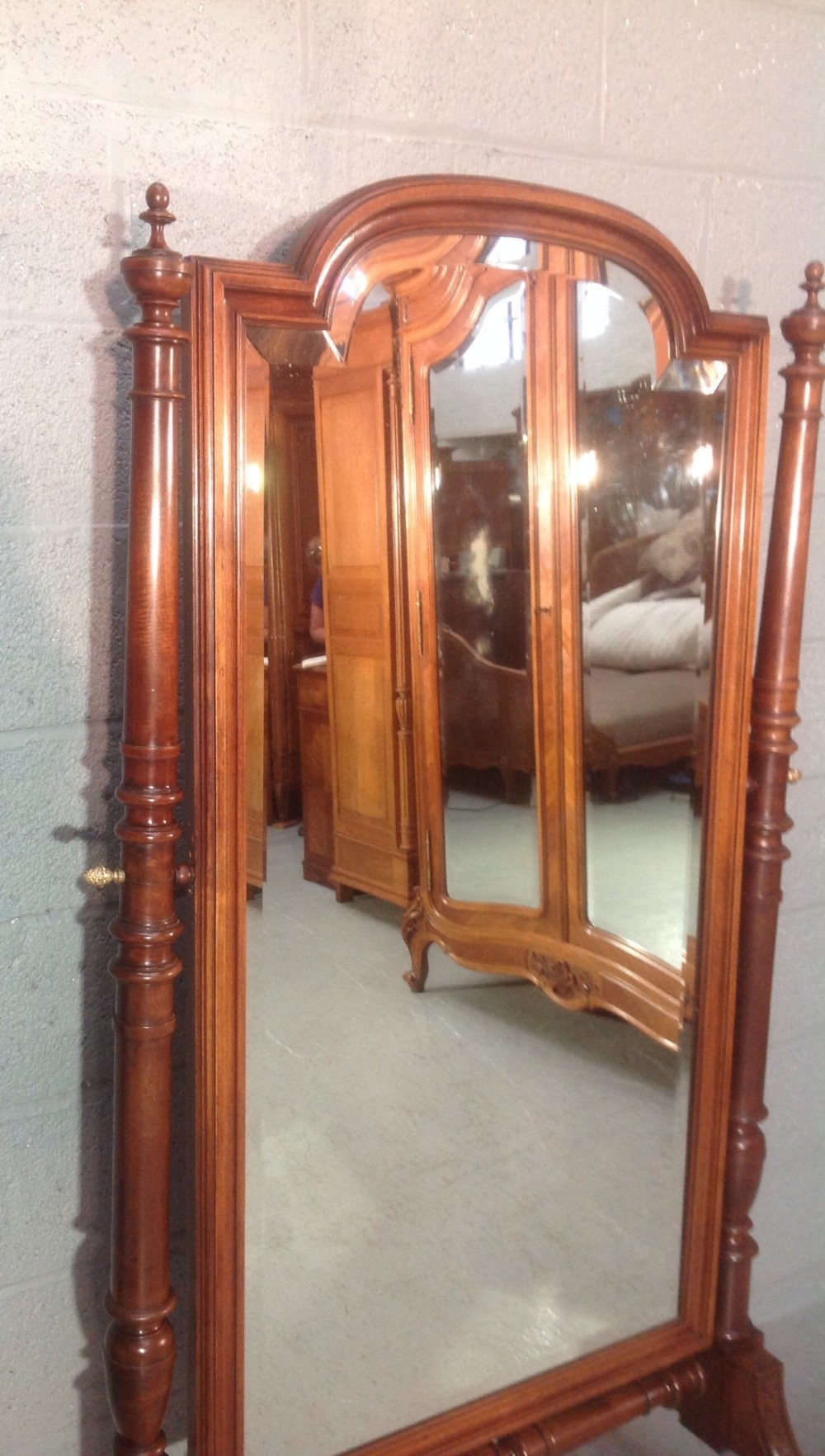 FRENCH MAHOGANY CHEVAL MIRROR View II