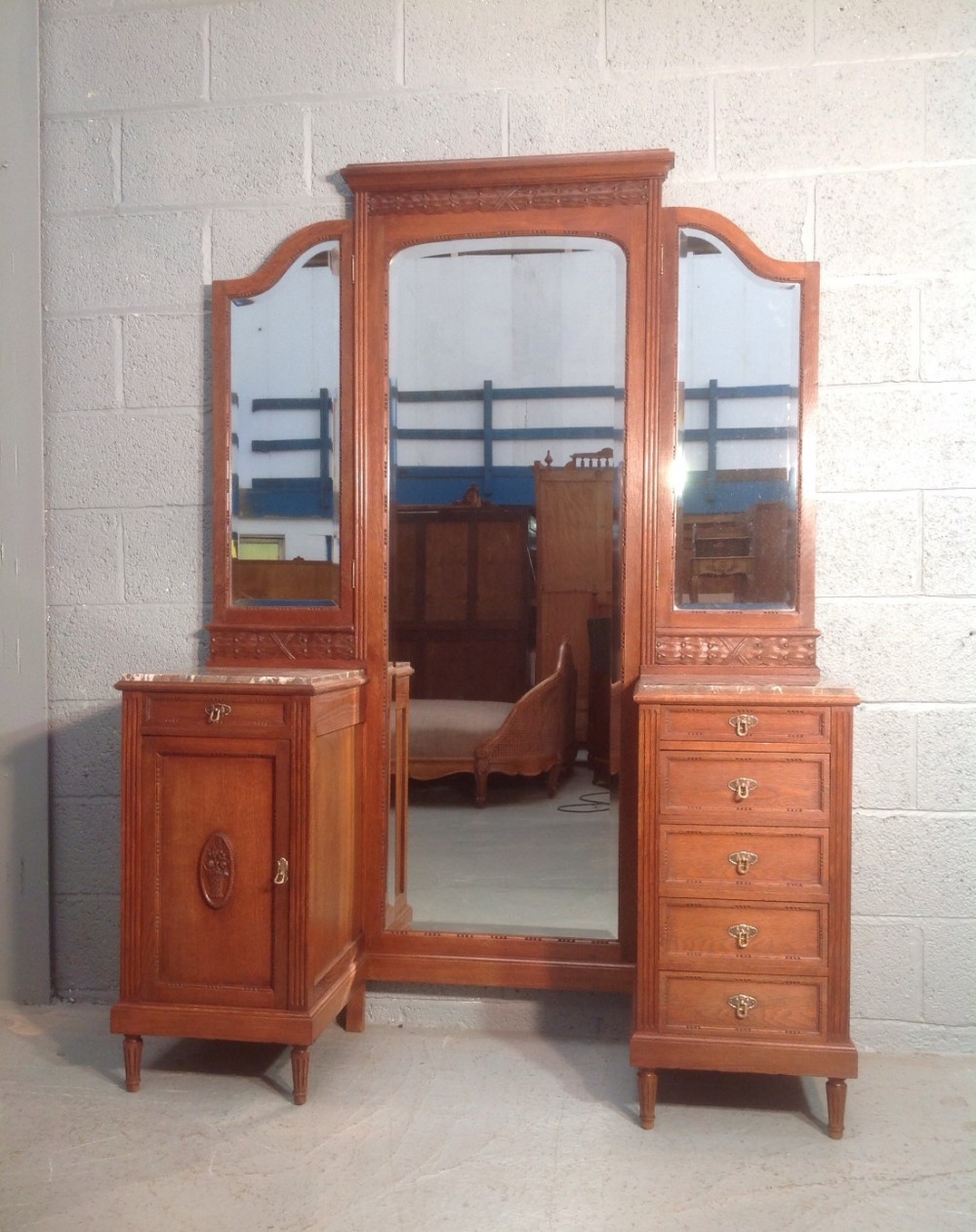 SOLID OAK FRENCH DRESSING TABLE View II
