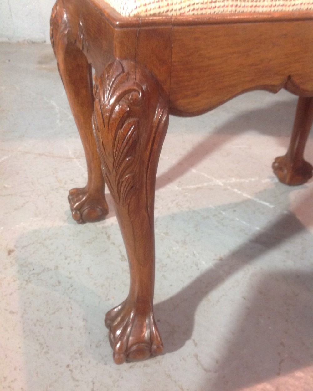 CARVED OAK FRENCH STOOL View V