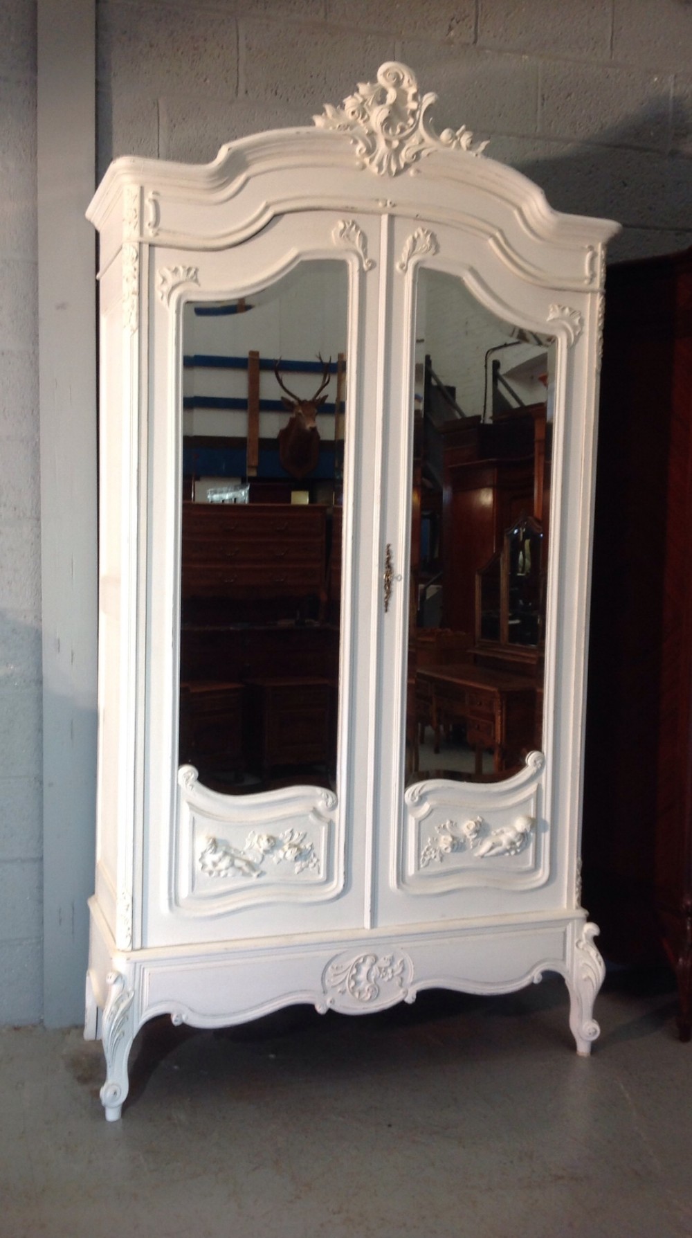 painted carved french armoire - CATEGORY: ANTIQUE WARDROBES - DATED 1900