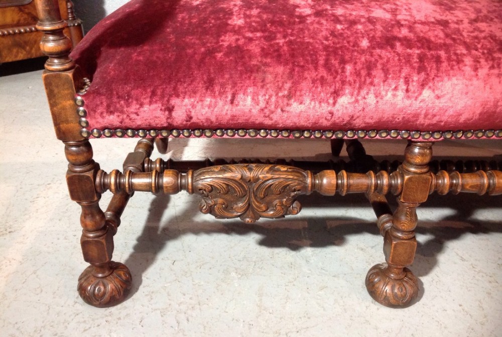CARVED FRENCH WALNUT BENCH View II