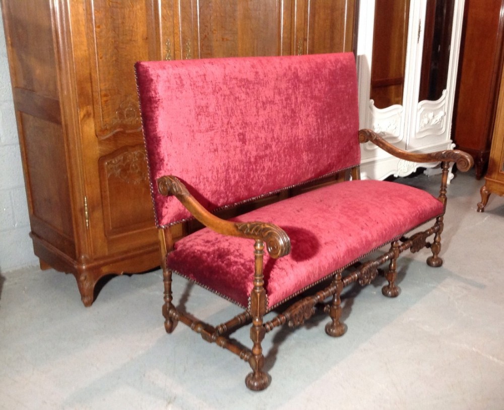 CARVED FRENCH WALNUT BENCH View IV