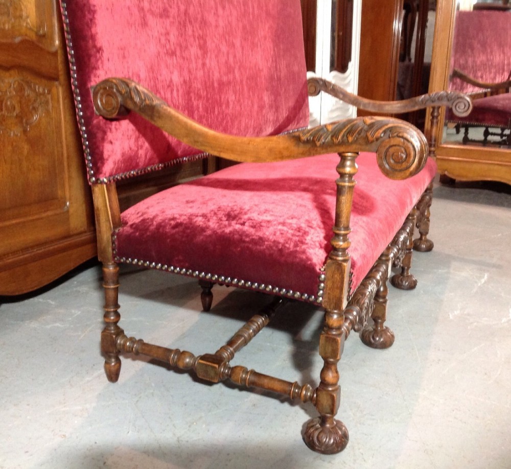 CARVED FRENCH WALNUT BENCH View V