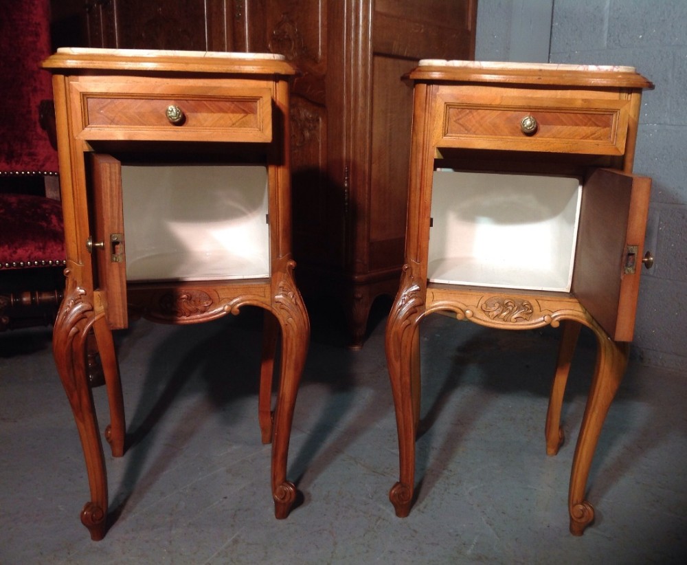 PAIR OF FRENCH WALNUT BEDSIDE CABINETS View VII
