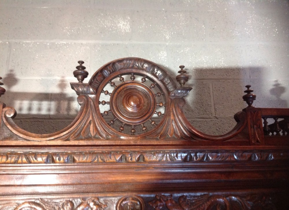 OUTSTANDING CARVED OAK BRETON BOOKCASE  View VIII