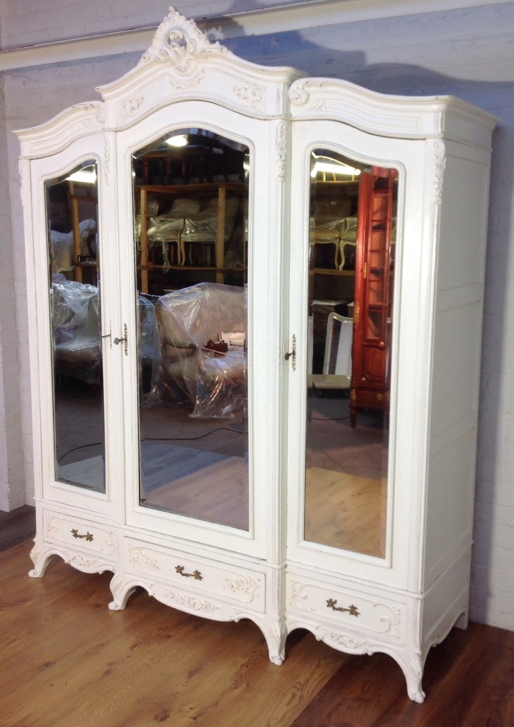 LARGE PAINTED FRENCH OAK ARMOIRE View XI