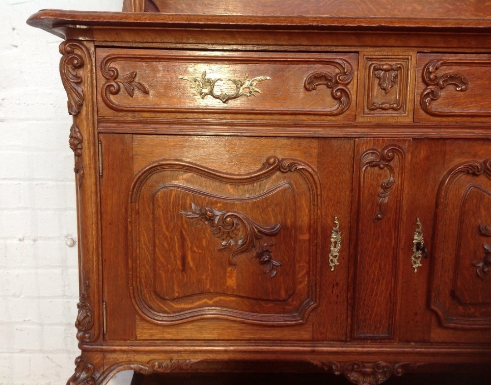 FRENCH OAK CARVED SERVER SIDEBOARD View II