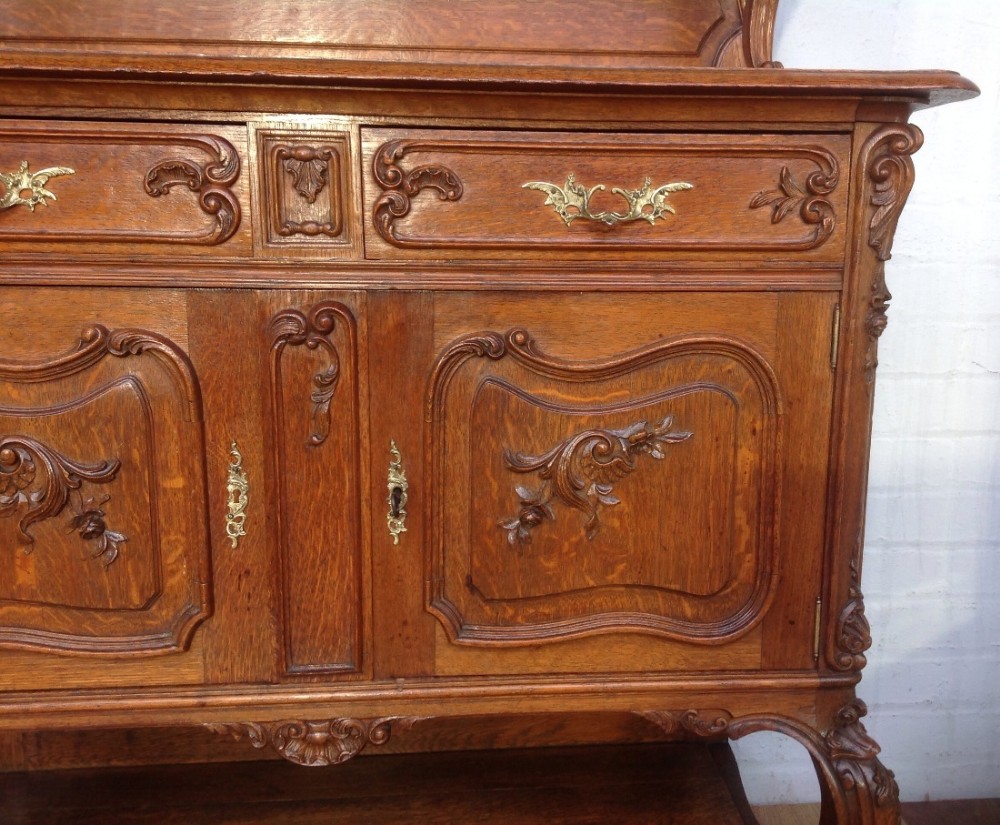FRENCH OAK CARVED SERVER SIDEBOARD View III