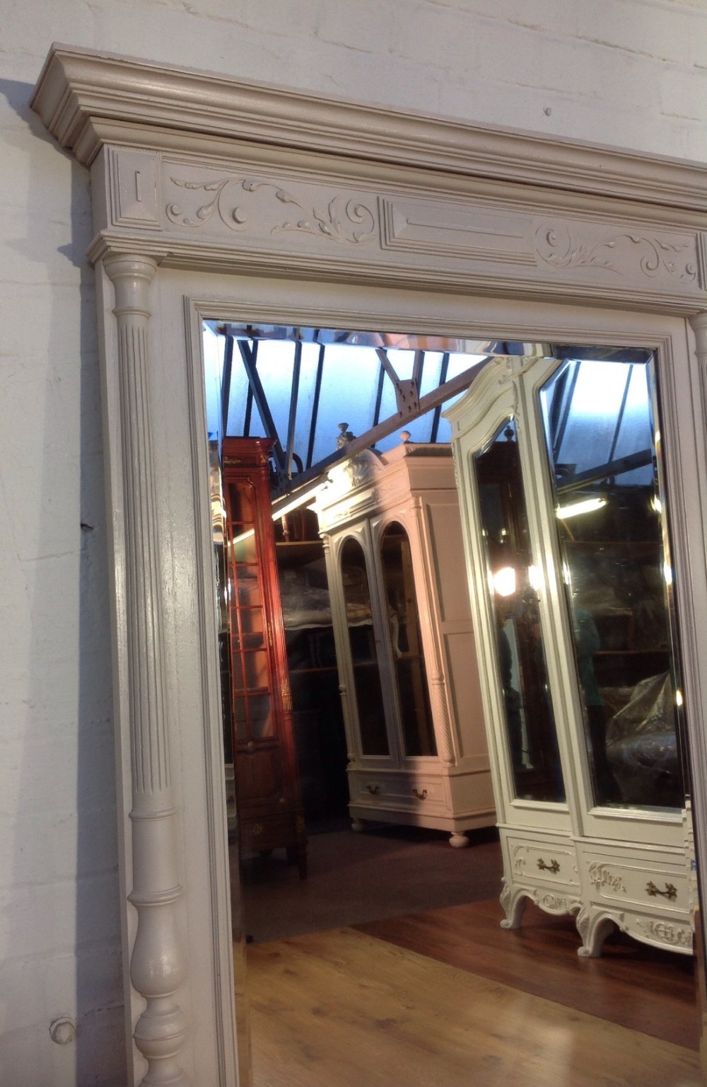 LARGE PAINTED FRENCH WALL MIRROR View V