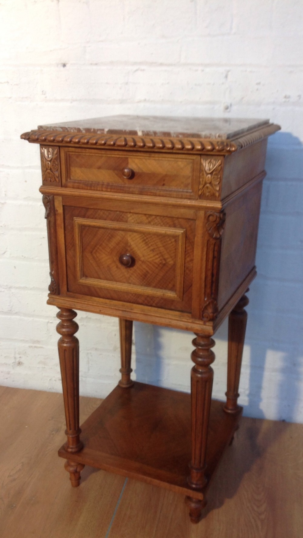 FRENCH WALNUT BEDSIDE CABINET View II