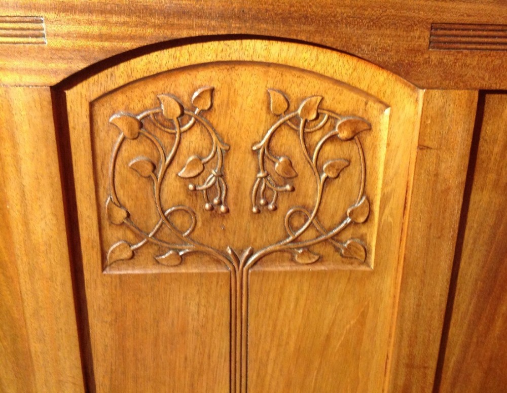 FRENCH MAHOGANY ARTS AND CRAFTS BED View II