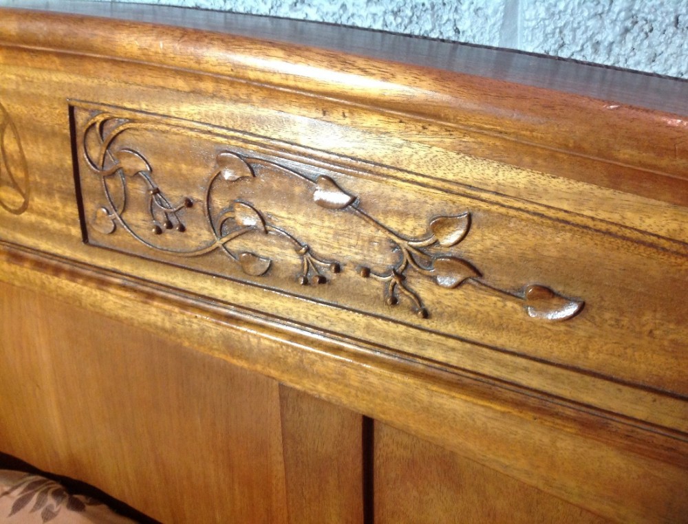 FRENCH MAHOGANY ARTS AND CRAFTS BED View III
