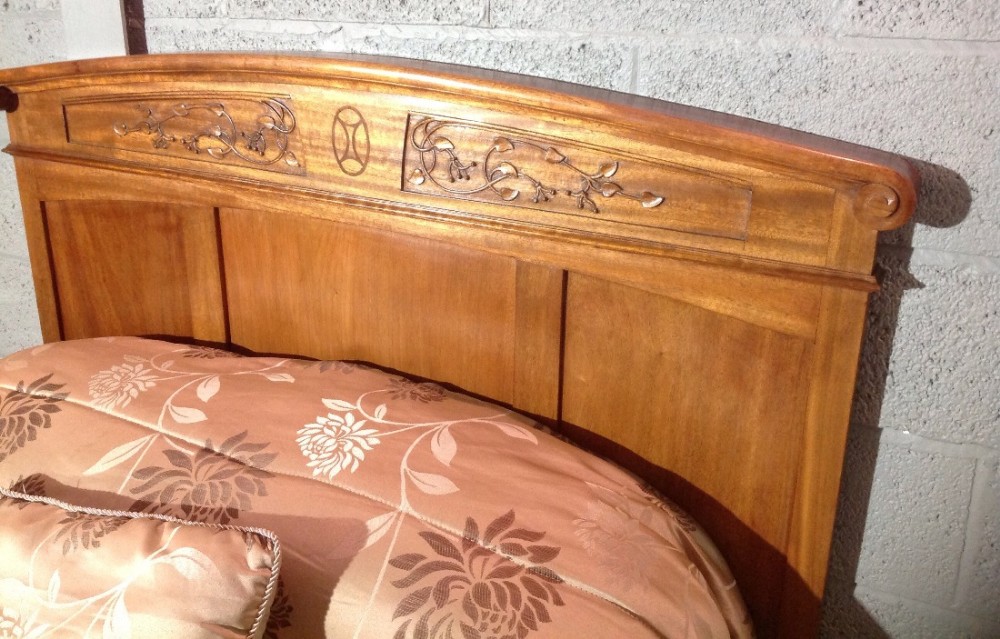 FRENCH MAHOGANY ARTS AND CRAFTS BED View IV