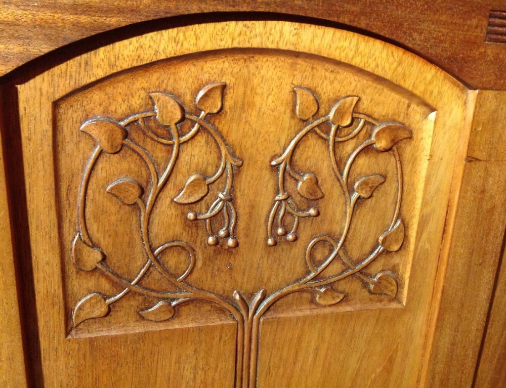 FRENCH MAHOGANY ARTS AND CRAFTS BED View VI