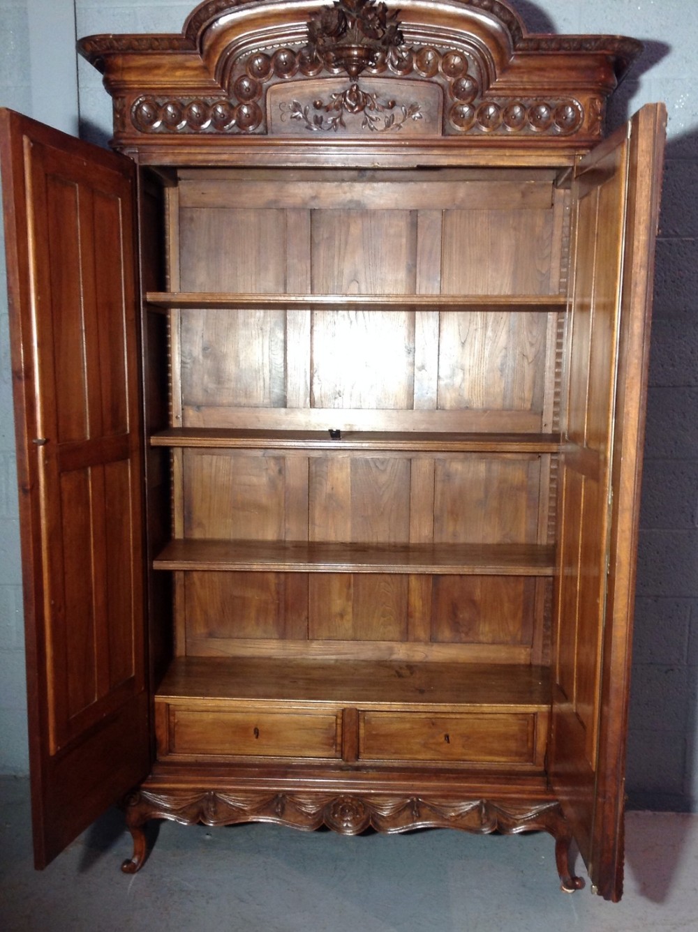 CARVED WALNUT FRENCH ARMOIRE View XII