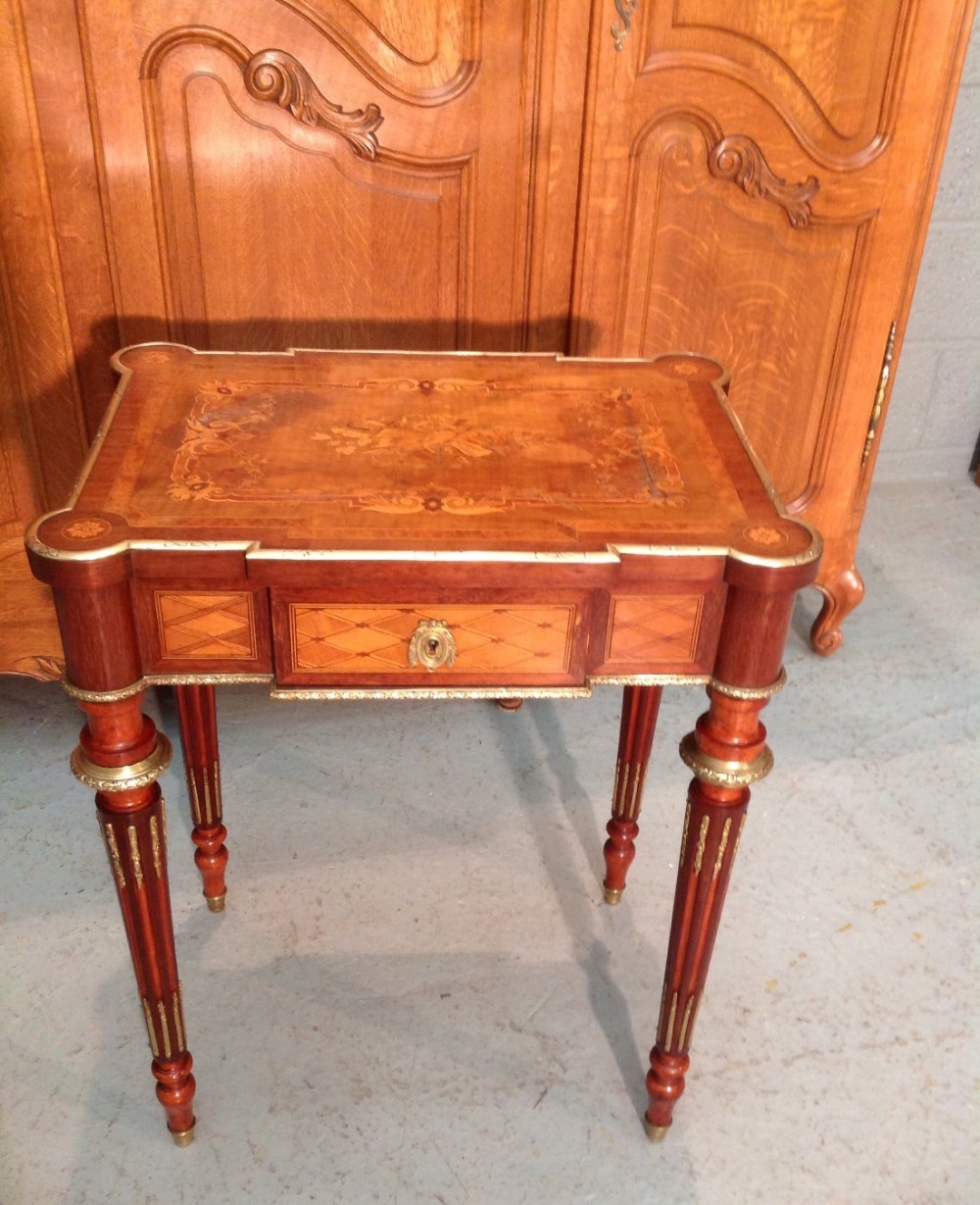 FRENCH INLAID MARQUETRY WORK TABLE View III